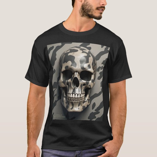 EXISTENTIAL LITE Memento Mori Camo Skull T-Shirt (Front)