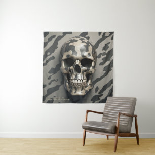 EXISTENTIAL LITE Memento Mori Camo Skull  Tapestry