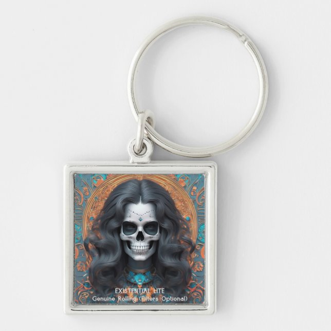 EXISTENTIAL LITE Memento Mori Femme Skull  Keychain (Front)