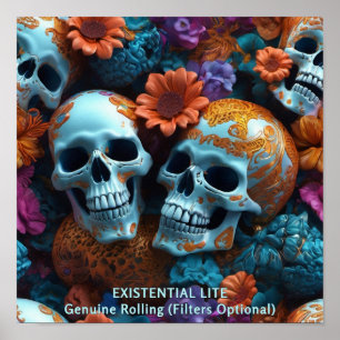 EXISTENTIAL LITE Memento Mori Lovers Skulls Poster