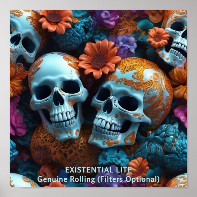 EXISTENTIAL LITE Memento Mori Lovers Skulls Poster (Front)