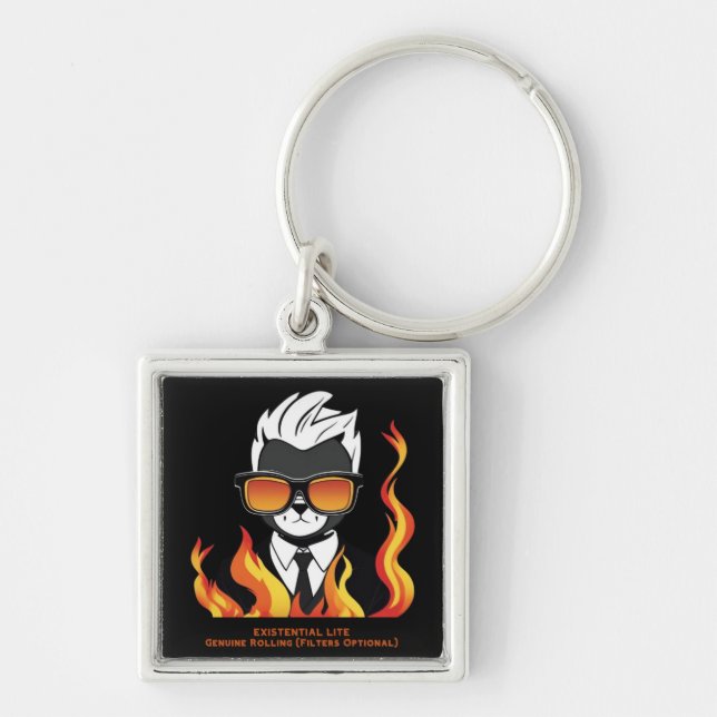 EXISTENTIAL LITE Toon Cat Keychain (Front)