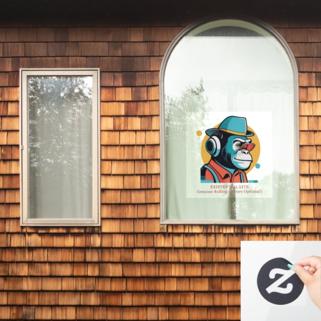 EXISTENTIAL LITE Toon Chimp Transparent Window Cling (Home Window)