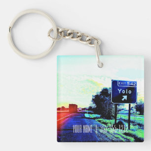 Exit 542 Yolo Keychain