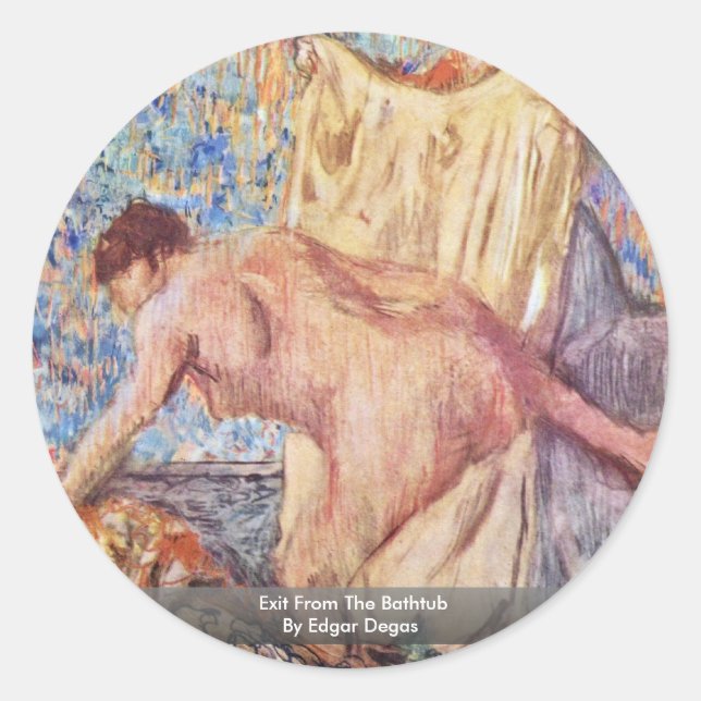 Exit From The Bathtub By Edgar Degas Classic Round Sticker (Front)