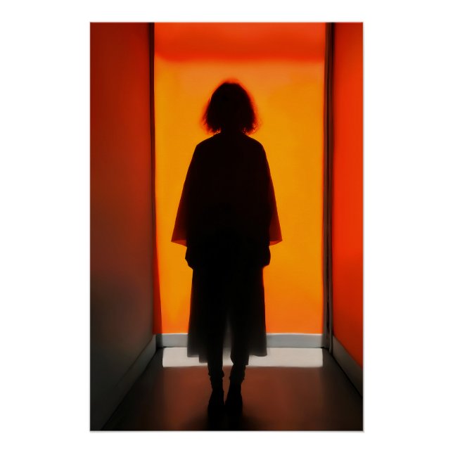 Exit in Orange – Bold Silhouette Wall Art (Front)