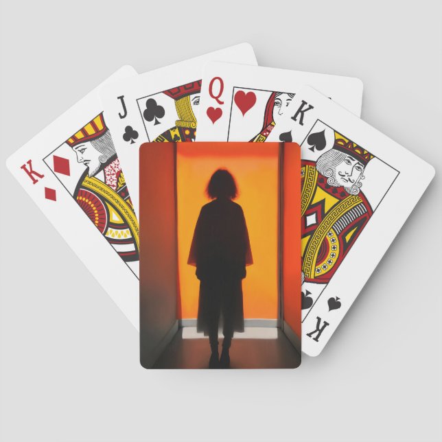 Exit in Orange – Bold Silhouette Wall Art Playing Cards (Back)