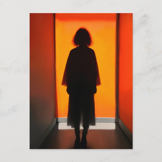 Exit in Orange – Bold Silhouette Wall Art Postcard (Front)