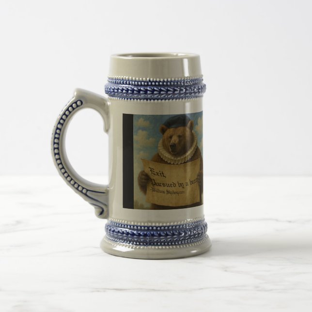 Exit, pursued by a bear Shakespeare quote bear Beer Stein (Left)