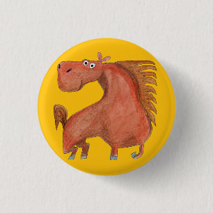 Exited Horse 1 Inch Round Button