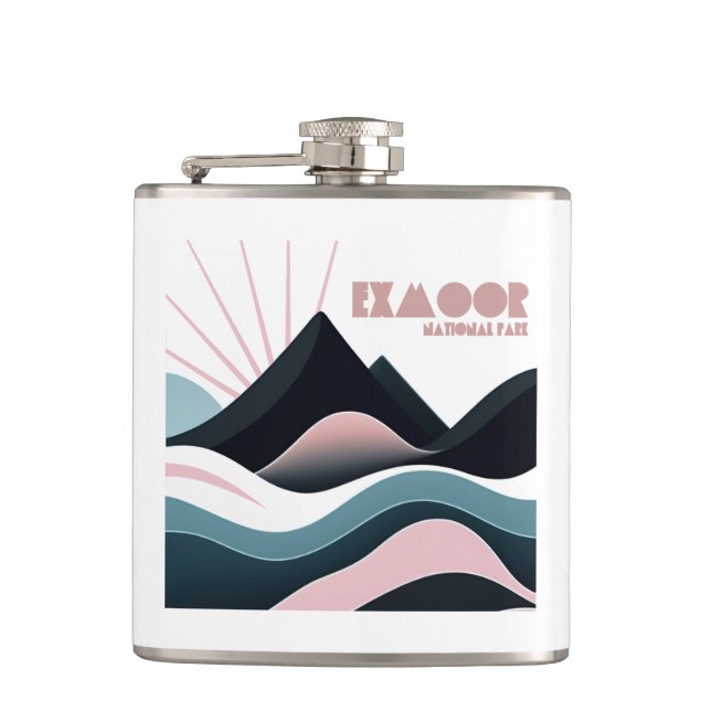 Exmoor National Park Coloured Hills Hip Flask (Front)