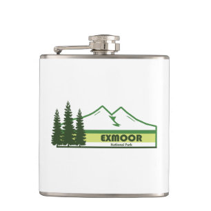 Exmoor National Park Green Stripes Hip Flask