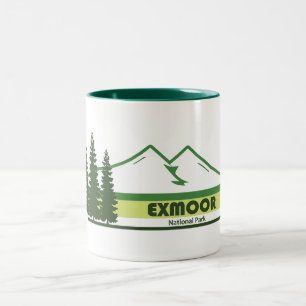 Exmoor National Park Green Stripes Two-Tone Coffee Mug
