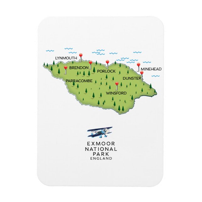 Exmoor National Park map Magnet (Vertical)