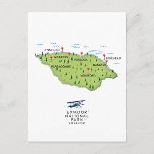 Exmoor National Park map Postcard