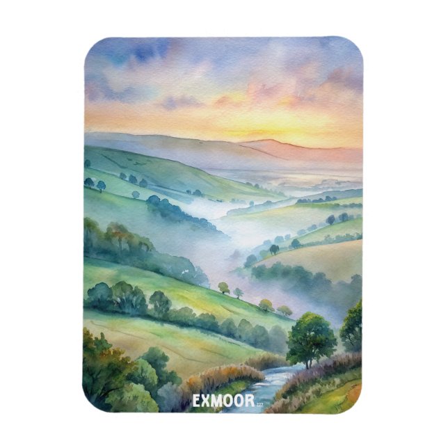 Exmoor National Park Watercolor Painting Magnet (Vertical)