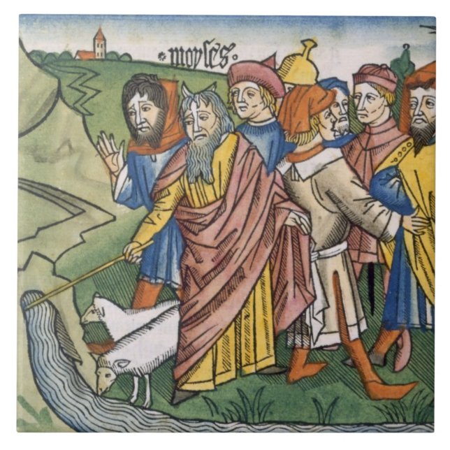 Exodus 17 1-7 Moses makes the water flow from the Tile (Front)