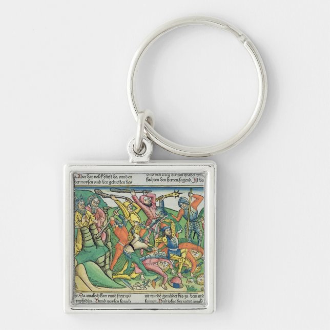 Exodus 17 8-15 Aaron and Hur support Moses' hands Keychain (Front)