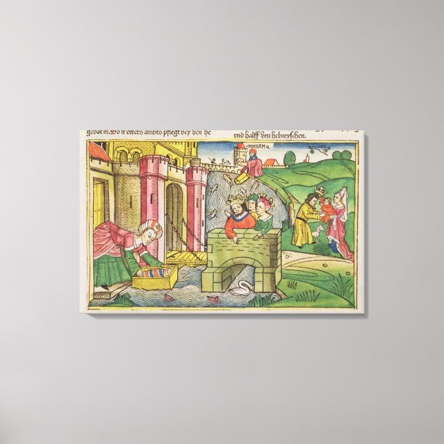 Exodus 2 1-6 Moses being floated down the Nile and Canvas Print (Front)