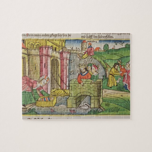 Exodus 2 1-6 Moses being floated down the Nile and Jigsaw Puzzle (Horizontal)