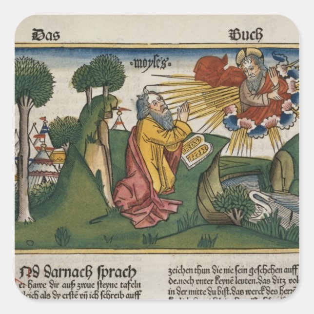 Exodus 34 1-10 Moses receives the second tablets w Square Sticker (Front)