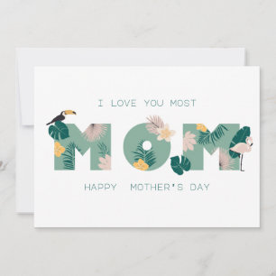 Exoitc Tropical Flamingo Mom Happy Mother's Day Holiday Card
