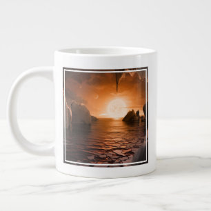 Exoplanet Trappist-1f From Its Icy Night Side. Large Coffee Mug
