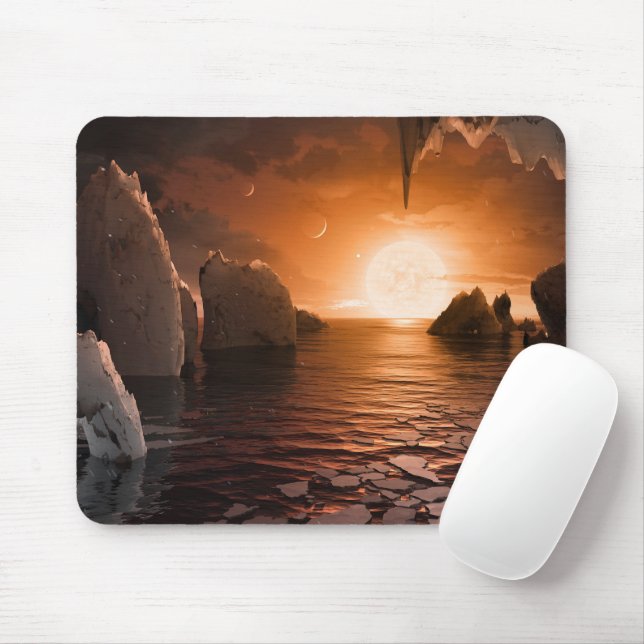 Exoplanet Trappist-1f From Its Icy Night Side. Mouse Pad (With Mouse)