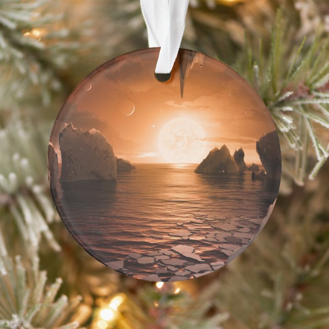 Exoplanet Trappist-1f From Its Icy Night Side. Ornament (Tree)