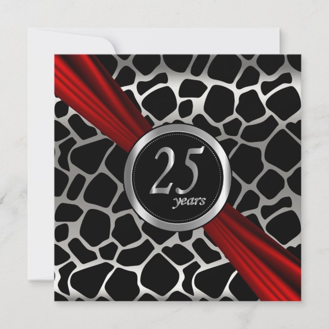 Exotic 25th Silver Wedding Anniversary Invitation (Front)