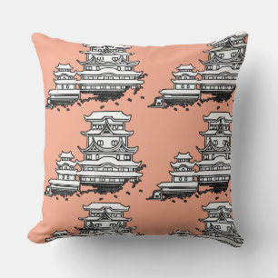 Exotic Abode Dk Peach Throw Pillow
