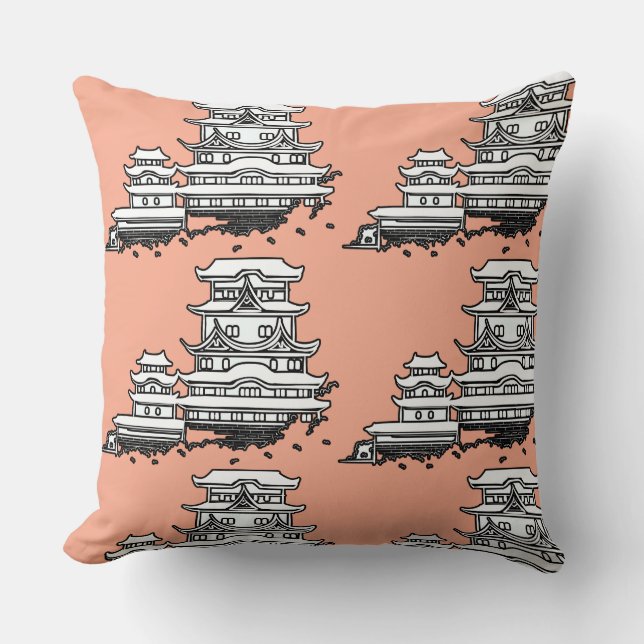 Exotic Abode Dk Peach        Throw Pillow (Front)