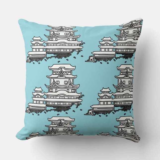 Exotic Abode Lt Blue         Throw Pillow (Front)