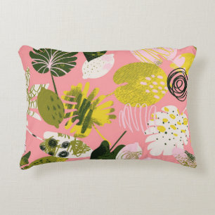 Exotic abstract tropical pattern with bright colou accent pillow