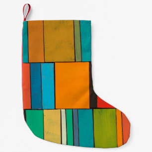 Exotic abstract tropical pattern with bright colou small christmas stocking