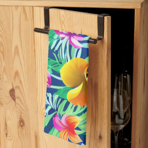Exotic And Bold Tropical Florals Kitchen Towel