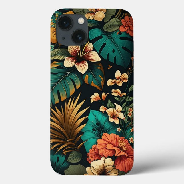 Exotic and Colourful Pattern of Tropical Flowers Case-Mate iPhone Case (Back)
