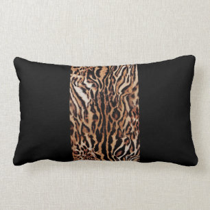 Exotic Animal Print Pattern with Black Lumbar Pillow