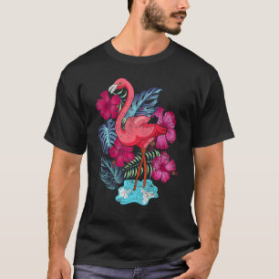 Exotic Animal Tropical Zoo Bird  Flowers Pink Flam T-Shirt