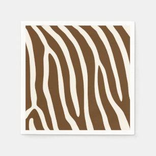 Exotic Animal Zebra Stripes in Brown Napkin
