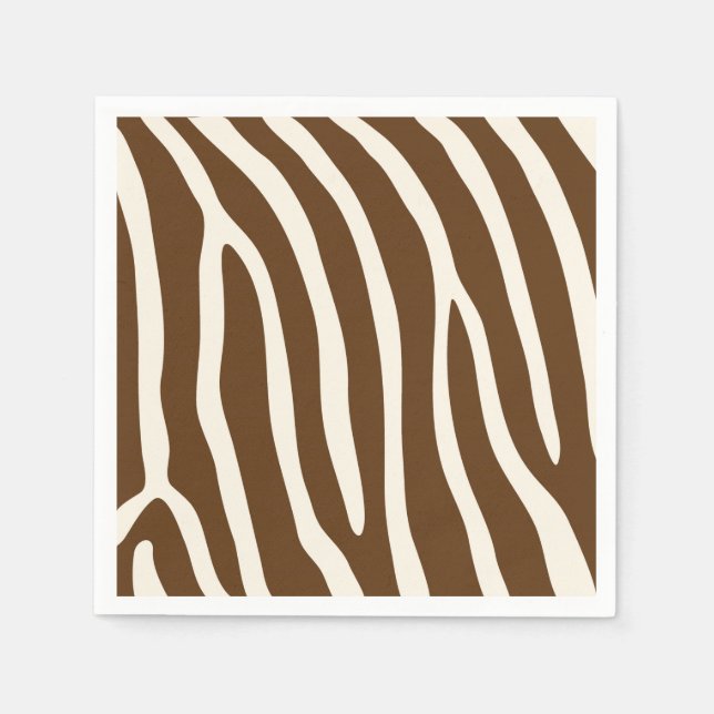 Exotic Animal Zebra Stripes in Brown Napkin (Front)