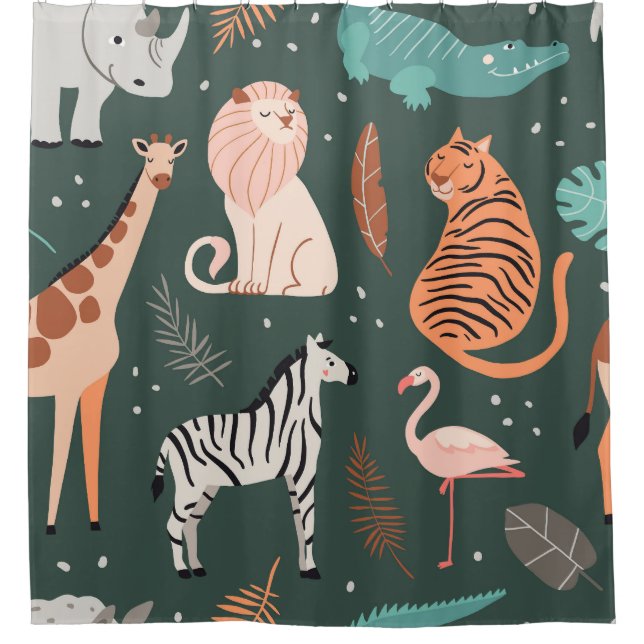 Exotic Animals: Dark Tropical Kids' Pattern. (Front)