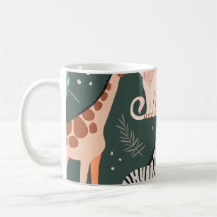Exotic Animals: Dark Tropical Kids' Pattern. Coffee Mug