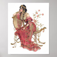 Exotic Art Nouveau Woman in Ornate Costume