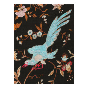 Exotic Asian Birds And Flowers Embroidery Poster
