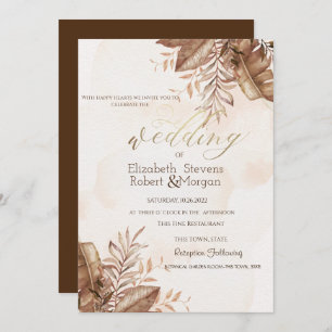 Exotic Autumn Floral Wedding Invitation
