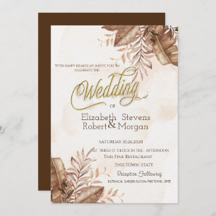 Exotic Autumn Flowers Wedding Invitation
