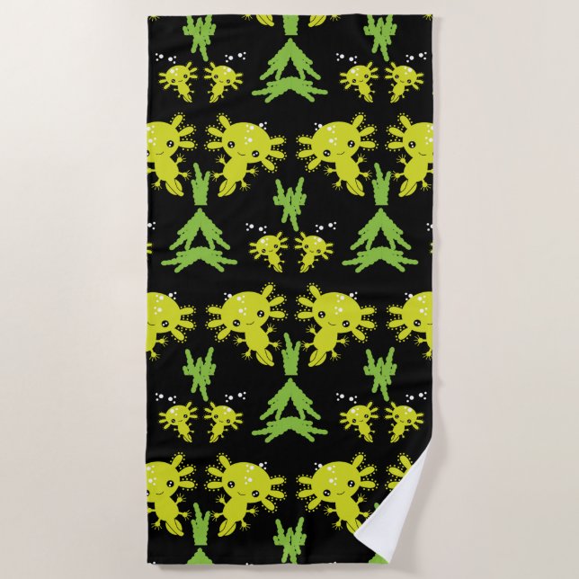 Exotic Axototl Salamander Beach Towel (Front)
