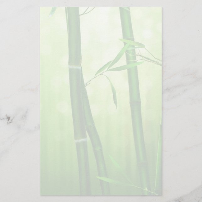 Exotic Bamboo Stalks and Green Yellow Background Stationery (Front)