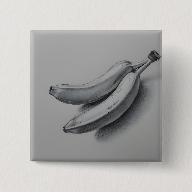 Exotic Bananas in Grey 2 Inch Square Button (Front)
